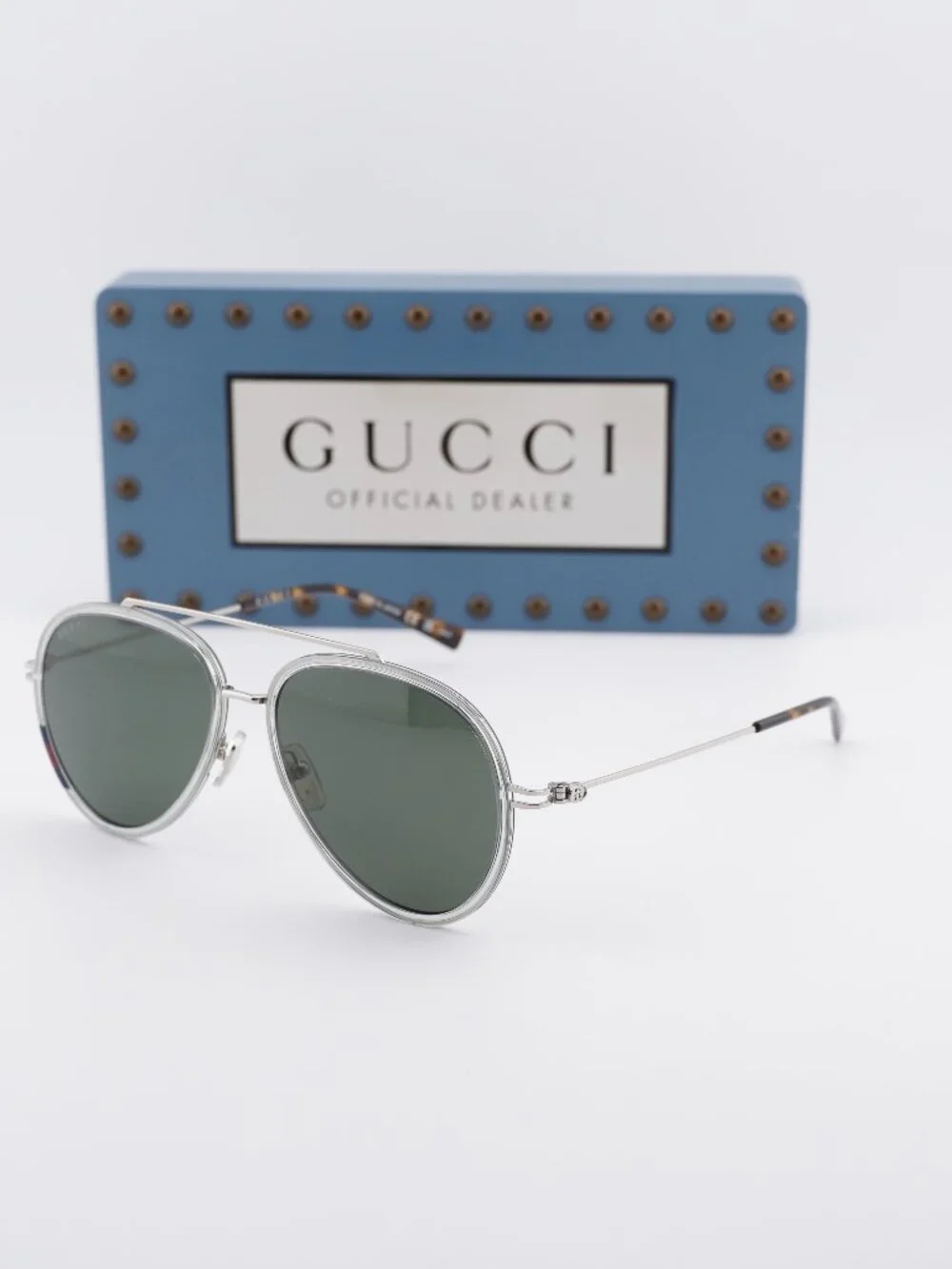 Gucci GG1981S 005 Aviator Sunglasses - Transparent Grey/Silver\ Grey